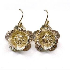 Vintage 80s silver toned dangly flower earrings